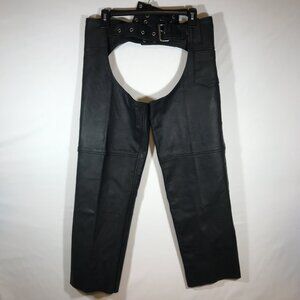 Highway Hawks Adult Small Black Lined Leather Motorcycle Bike Riding Chaps